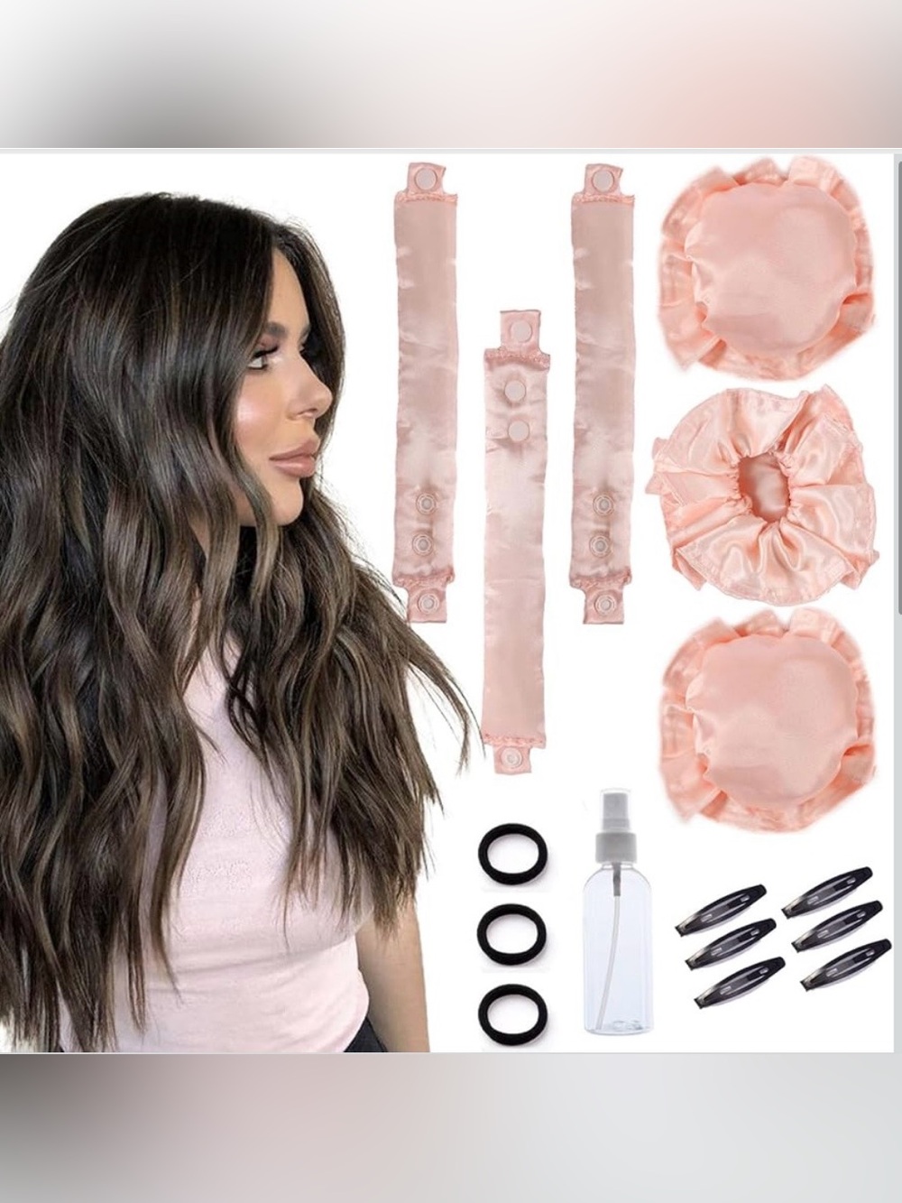 Satin Hair Accessory Set in Blush Pink